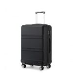 K1871-1L – Kono ABS 24 Inch Sculpted Horizontal Design Suitcase – Black