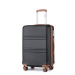 K1871-1L – Kono ABS 24 Inch Sculpted Horizontal Design Suitcase – Black And Brown