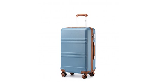 K1871-1L - Kono ABS 24 Inch Sculpted Horizontal Design Suitcase - Grayish Blue And Brown