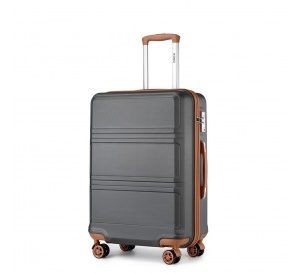 K1871-1L - Kono ABS 24 Inch Sculpted Horizontal Design Suitcase - Grey And Brown