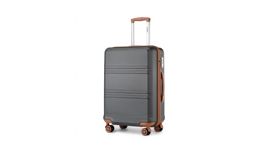 K1871-1L - Kono ABS 24 Inch Sculpted Horizontal Design Suitcase - Grey And Brown