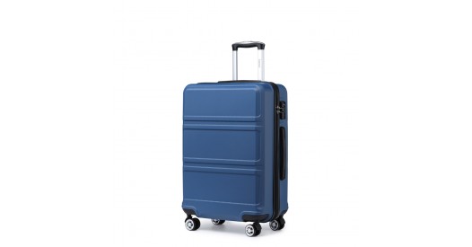 K1871-1L - Kono ABS 24 Inch Sculpted Horizontal Design Suitcase - Navy Blue