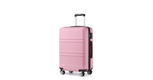 K1871-1L - Kono ABS 24 Inch Sculpted Horizontal Design Suitcase - Pink