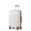 K1871-1L – Kono ABS 28 Inch Sculpted Horizontal Design Suitcase – Cream