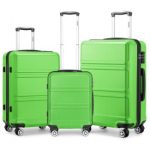 K1871-1L – Kono ABS Sculpted Horizontal Design 3 Piece Suitcase Set – Green
