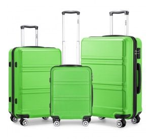 K1871-1L - Kono ABS Sculpted Horizontal Design 3 Piece Suitcase Set - Green