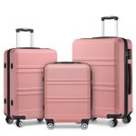 K1871-1L – Kono ABS Sculpted Horizontal Design 3 Piece Suitcase Set – Nude