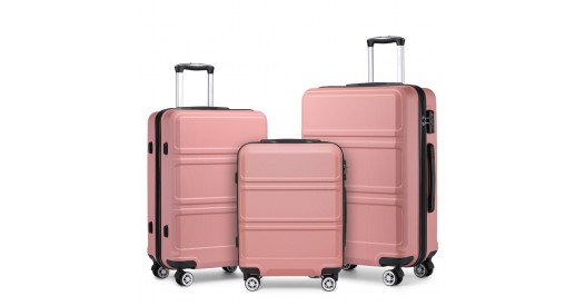 K1871-1L - Kono ABS Sculpted Horizontal Design 3 Piece Suitcase Set - Nude