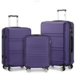 K1871-1L – Kono ABS Sculpted Horizontal Design 3 Piece Suitcase Set – Purple