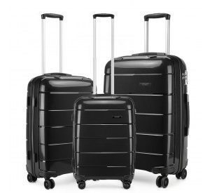 K1997L - KONO 20-24-28” HARD SHELL PP SUITCASE SET - BLACK