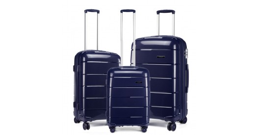 K1997L - KONO 20-24-28” HARD SHELL PP SUITCASE SET - NAVY