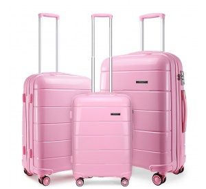 K1997L - KONO 20-24-28” HARD SHELL PP SUITCASE SET - PINK