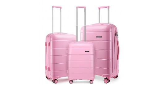 K1997L - KONO 20-24-28” HARD SHELL PP SUITCASE SET - PINK
