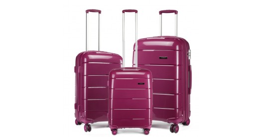 K1997L - KONO 20-24-28” HARD SHELL PP SUITCASE SET - PURPLE