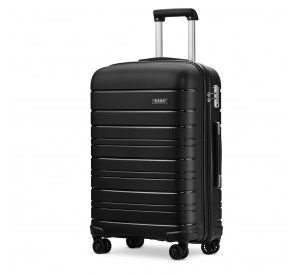 K2091L - Kono 28 Inch Multi Texture Hard Shell PP Suitcase - Classic Collection - Black