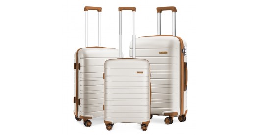 K2091L - Kono Multi Texture Hard Shell PP Suitcase 3 Pieces Set - Classic Collection - Cream