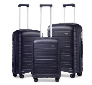 K2091L - Kono Multi Texture Hard Shell PP Suitcase 3 Pieces Set - Classic Collection - Navy