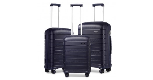 K2091L - Kono Multi Texture Hard Shell PP Suitcase 3 Pieces Set - Classic Collection - Navy