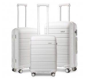 K2091L - Kono Multi Texture Hard Shell PP Suitcase 3 Pieces Set - Classic Collection - White