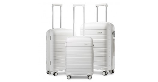 K2091L - Kono Multi Texture Hard Shell PP Suitcase 3 Pieces Set - Classic Collection - White