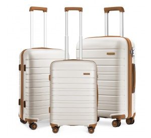 K2091L - Kono Multi Texture Hard Shell PP Suitcase 3 Pieces Set - Classic Collection - Cream