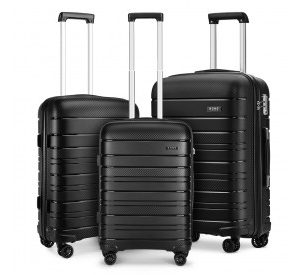 K2091L - Kono Multi Texture Hard Shell PP Suitcase 3 Pieces Set - Classic Collection - Black