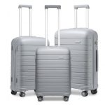 K2091L – Kono Multi Texture Hard Shell PP Suitcase 3 Pieces Set – Classic Collection – Grey