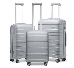 K2091L - Kono Multi Texture Hard Shell PP Suitcase 3 Pieces Set - Classic Collection - Grey
