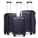 K2091L – Kono Multi Texture Hard Shell PP Suitcase 3 Pieces Set – Classic Collection – Navy