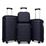 K2091L – Kono Multi Texture Hard Shell PP Suitcase With TSA Lock And Vanity Case 4 Pieces Set – Classic Collection – Navy