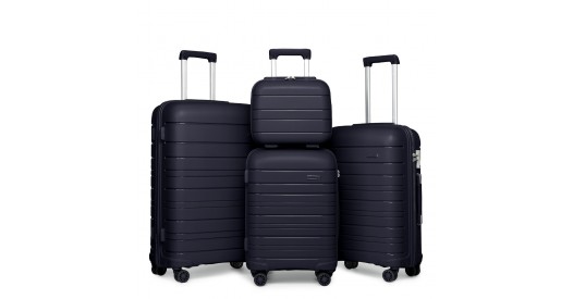 K2091L – Kono Multi Texture Hard Shell PP Suitcase With TSA Lock And Vanity Case 4 Pieces Set – Classic Collection – Navy
