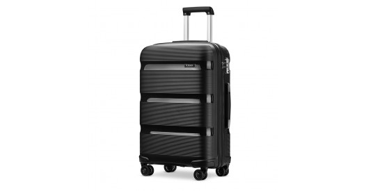 K2092L - Kono 20 Inch Bright Hard Shell PP Carry-On Suitcase In Cabin Size - Black