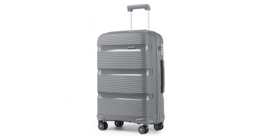 K2092L - Kono 20 Inch Bright Hard Shell PP Carry-On Suitcase In Cabin Size - Grey