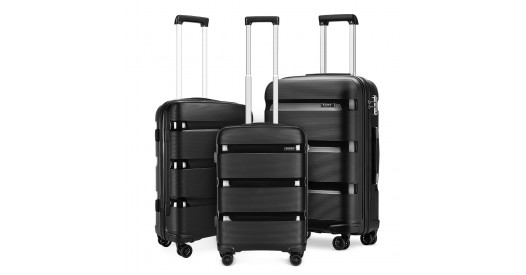 K2092L – Kono Bright Hard Shell PP Suitcase 3 Pieces Set – Classic Collection – Black