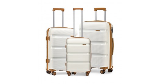 K2092L – Kono Bright Hard Shell PP Suitcase 3 Pieces Set – Classic Collection – Cream