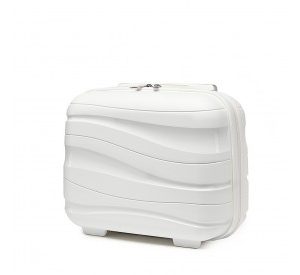 K2094L - Kono 14 Inch Lightweight Polypropylene Hard Shell Vanity Case - Cream White