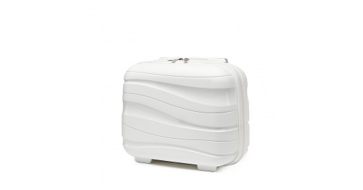 K2094L – Kono 14 Inch Lightweight Polypropylene Hard Shell Vanity Case – Cream White