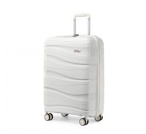 K2094L - Kono 20 Inch Lightweight Polypropylene Hard Shell Suitcase With TSA Lock - Cream White