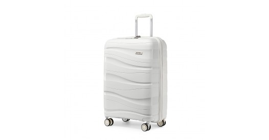K2094L - Kono 20 Inch Lightweight Polypropylene Hard Shell Suitcase With TSA Lock - Cream White