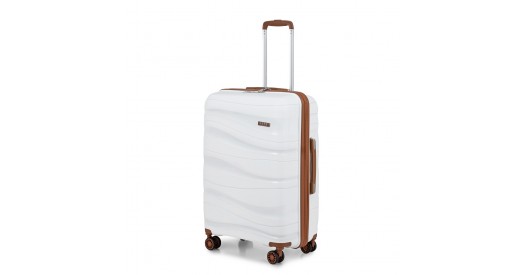 K2094L - Kono 24 Inch Lightweight Polypropylene Hard Shell Suitcase With TSA Lock - Cream