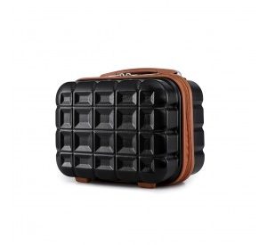 K2292L - Kono 13 Inch Lightweight Hard Shell ABS Vanity Case - Black And Brown