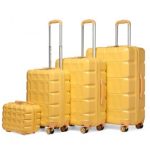 K2292L – Kono Lightweight Hard Shell ABS Suitcase With TSA Lock And Vanity Case 4 Piece Set – Yellow