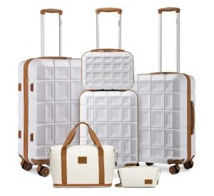 K2292L WE 13/20/24/28- EA2212 4 Pcs Suitcase Set And travel Bag Set- Beige and Brown