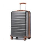 K2391L – British Traveller 20 Inch Durable Polycarbonate and ABS Hard Shell Suitcase With TSA Lock – Grey And Brown