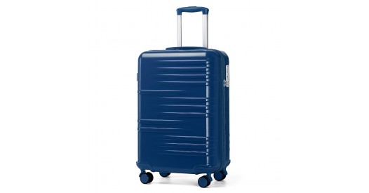 K2391L - British Traveller 20 Inch Durable Polycarbonate and ABS Hard Shell Suitcase With TSA Lock - Navy