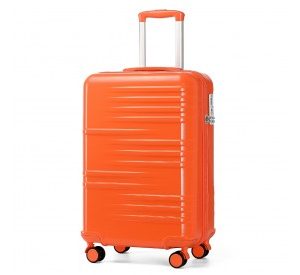 K2391L - British Traveller 20 Inch Durable Polycarbonate and ABS Hard Shell Suitcase With TSA Lock - Orange