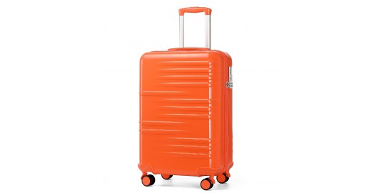 K2391L - British Traveller 20 Inch Durable Polycarbonate and ABS Hard Shell Suitcase With TSA Lock - Orange