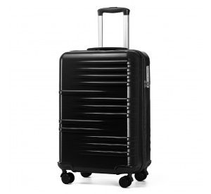 K2391L - British Traveller 20 Inch Durable Polycarbonate and ABS Hard Shell Suitcase With TSA Lock - Black