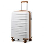 K2391L – British Traveller 20 Inch Durable Polycarbonate and ABS Hard Shell Suitcase With TSA Lock – White