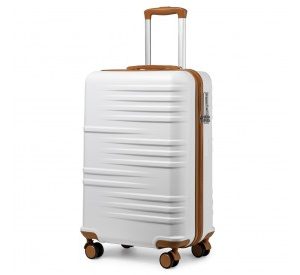 K2391L - British Traveller 20 Inch Durable Polycarbonate and ABS Hard Shell Suitcase With TSA Lock - White